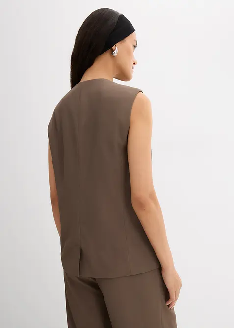 Lang mouwloos vest van twill, bonprix