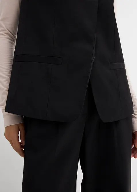 Lang mouwloos vest van twill, bonprix