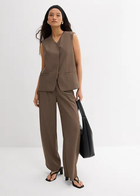 Lang mouwloos vest van twill, bonprix