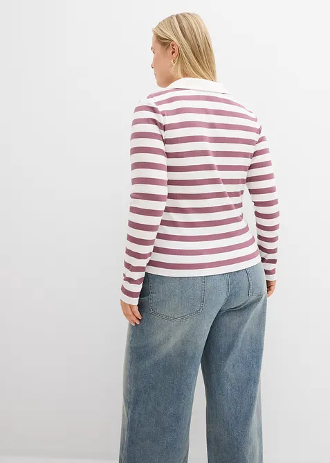 Geribd poloshirt met lange mouwen, bonprix