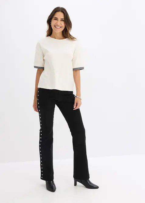 Twill broek met studs, bonprix
