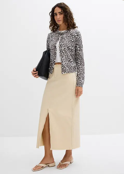 Twill rok met franjes, bonprix