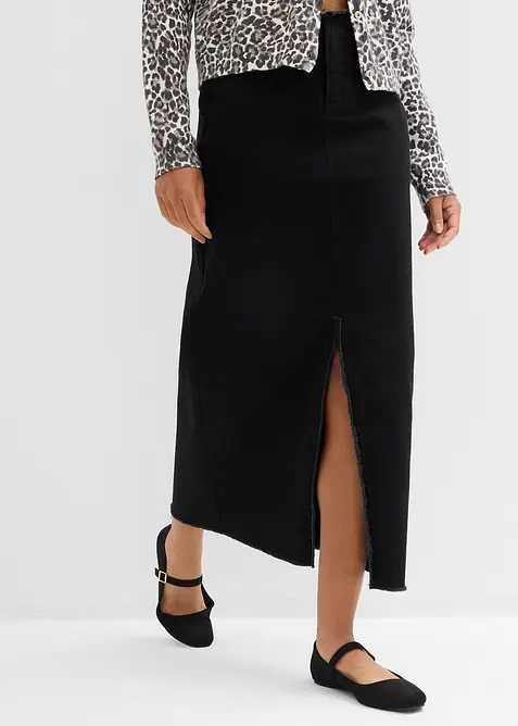 Twill rok met franjes, bonprix