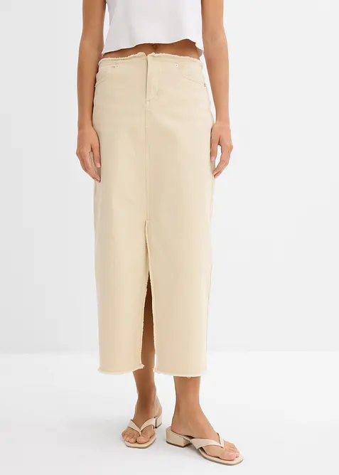 Twill rok met franjes, bonprix