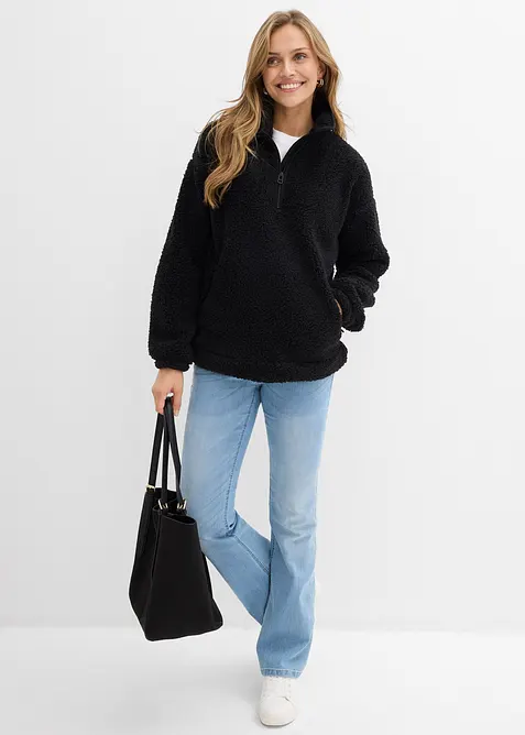 Fleece trui met opstaande kraag, bonprix