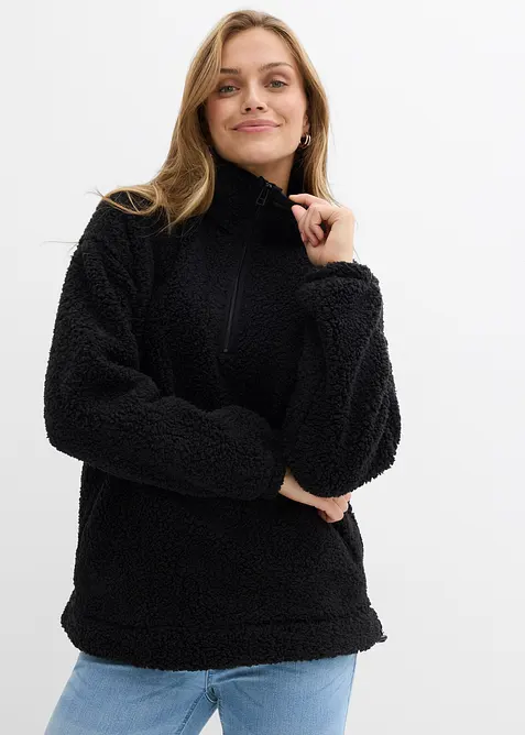 Fleece trui met opstaande kraag, bonprix