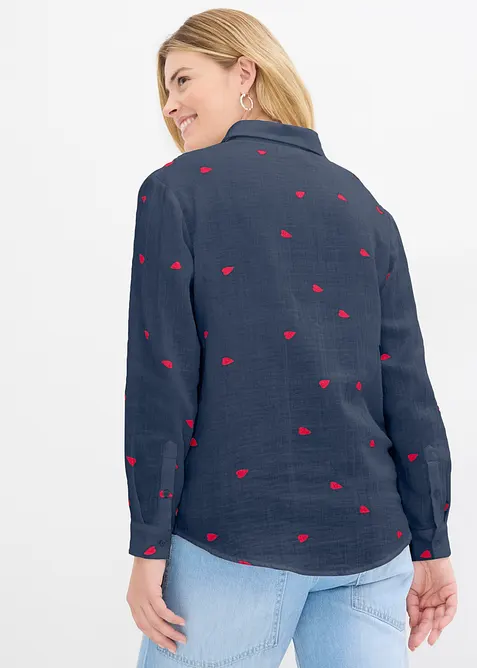 Mousselline blouse met hartjes, bonprix