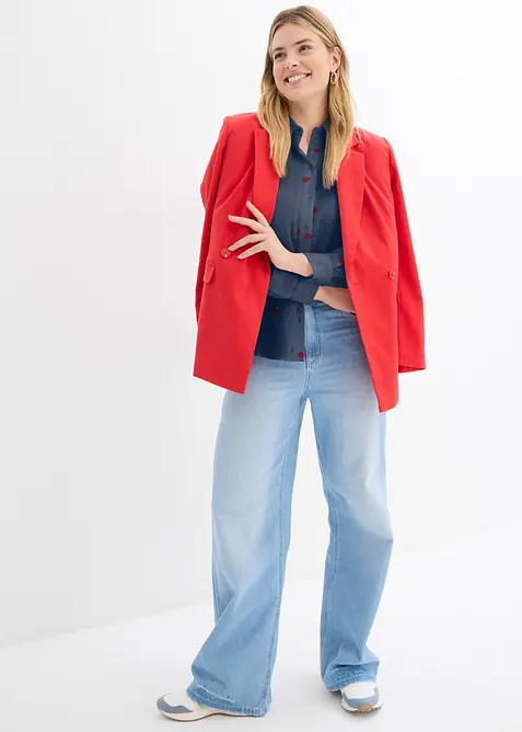 Mousselline blouse met hartjes, bonprix