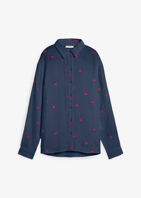 Mousselline blouse met hartjes, bonprix