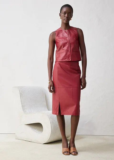 Leren rok met split, bonprix