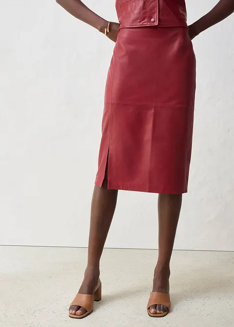 Leren rok met split, bonprix