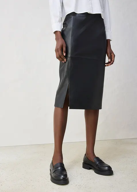 Leren rok met split, bonprix