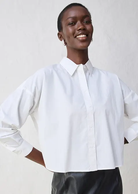 Korte overhemdblouse met zijde, bonprix