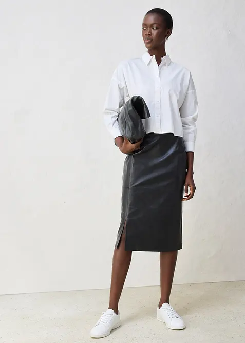 Korte overhemdblouse met zijde, bonprix