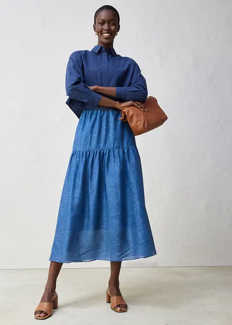 Korte overhemdblouse met zijde, bonprix