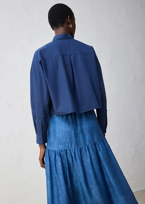 Korte overhemdblouse met zijde, bonprix