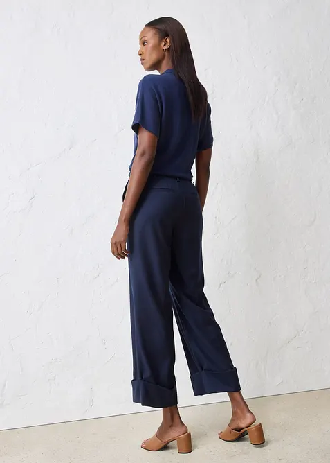 Flared broek met wol, bonprix