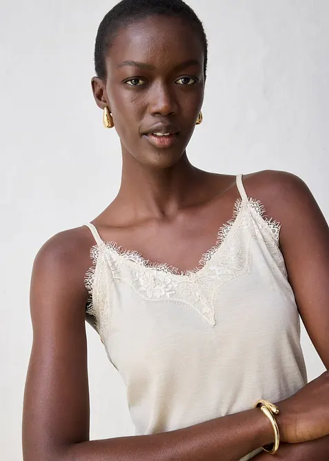 Top met wol en kant, bonprix