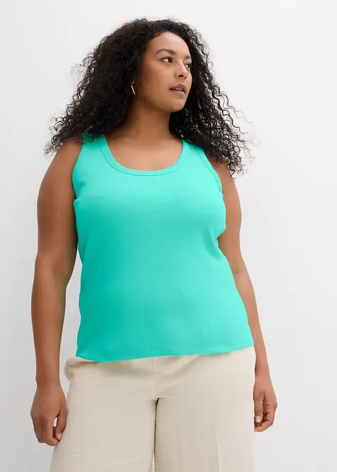Geribde tanktop met biologisch katoen (set van 2), bonprix