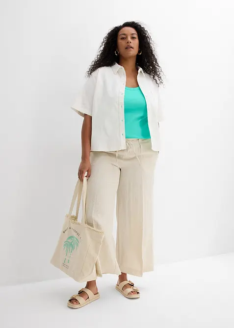 Geribde tanktop met biologisch katoen (set van 2), bonprix