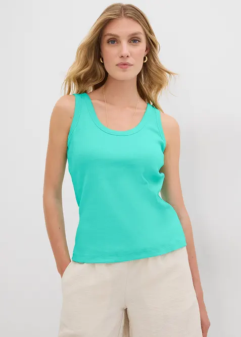 Geribde tanktop met biologisch katoen (set van 2), bonprix