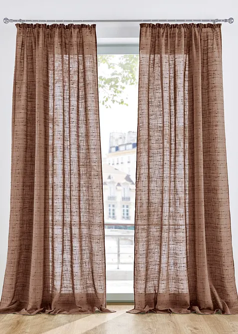 Transparant gordijn in linnen look (1 stuk), bonprix