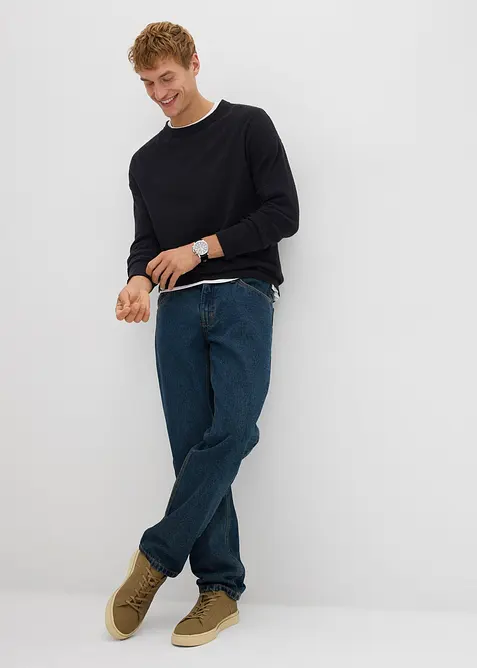 Fijngebreide trui in een structuur katoenmix, bonprix