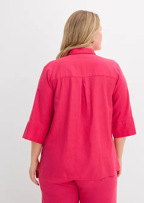 Overhemdblouse in een koele linnenmix, bonprix