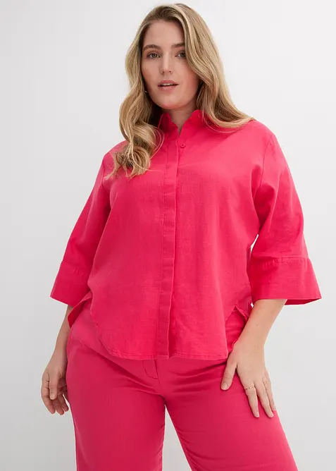 Overhemdblouse in een koele linnenmix, bonprix