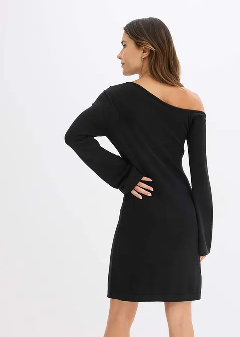 Gebreide jurk met bloemenapplicatie, bonprix