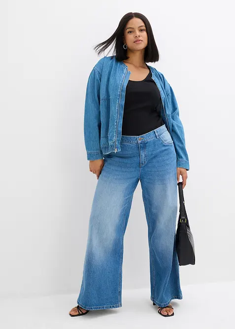 Wide leg jeans, mid waist, bonprix