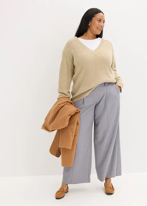 Oversized trui met V-hals, bonprix