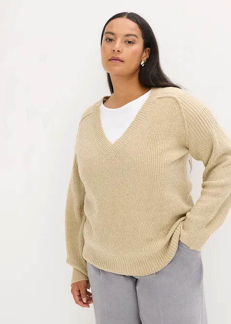 Oversized trui met V-hals, bonprix