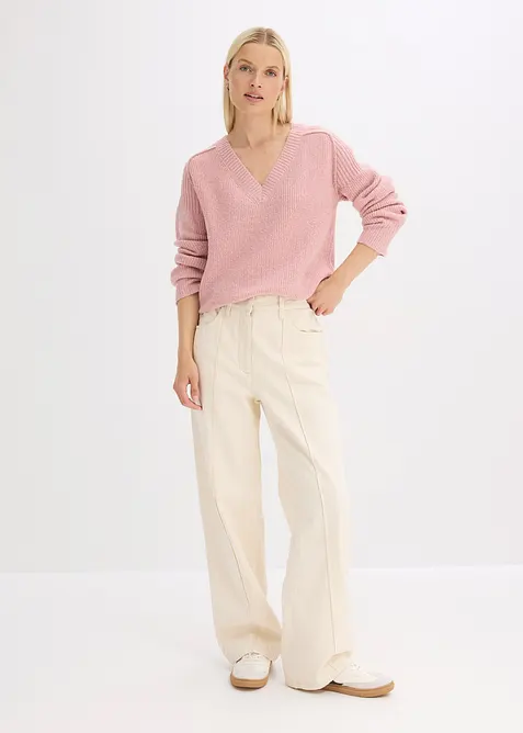 Oversized trui met V-hals, bonprix