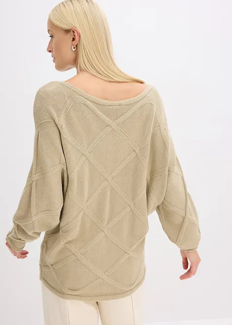 Trui met horizontaal kabelpatroon, bonprix