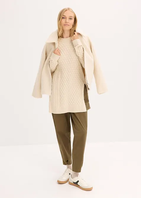 Lange trui met split, bonprix