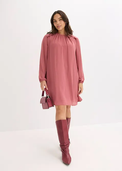 Mini jurk met ruches van chiffon, bonprix