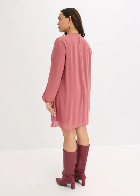 Mini jurk met ruches van chiffon, bonprix