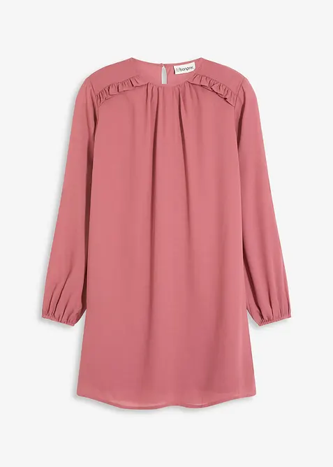 Mini jurk met ruches van chiffon, bonprix