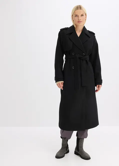 Trenchcoat in wollen look, bonprix
