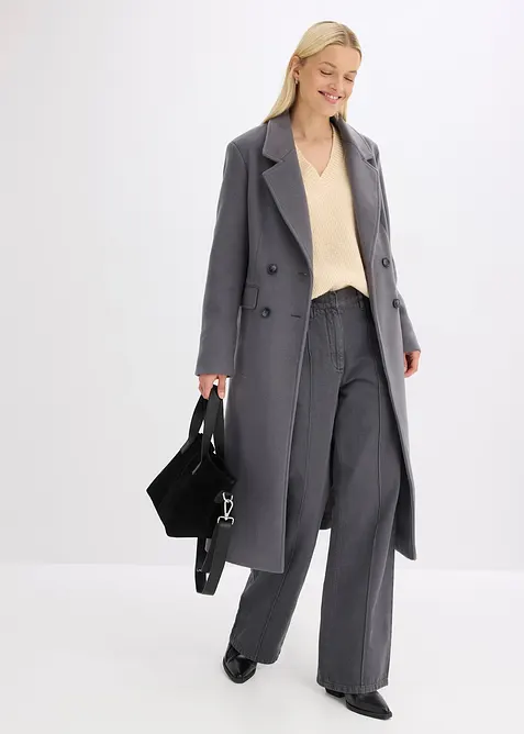 Elegante lange jas met dubbele knopenrij, bonprix