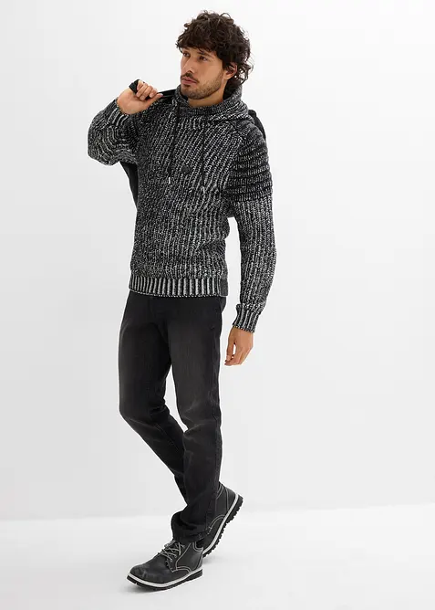 Grof gebreide trui met bikerdetails, bonprix