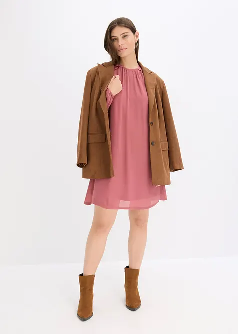 Mini jurk met ruches van chiffon, bonprix