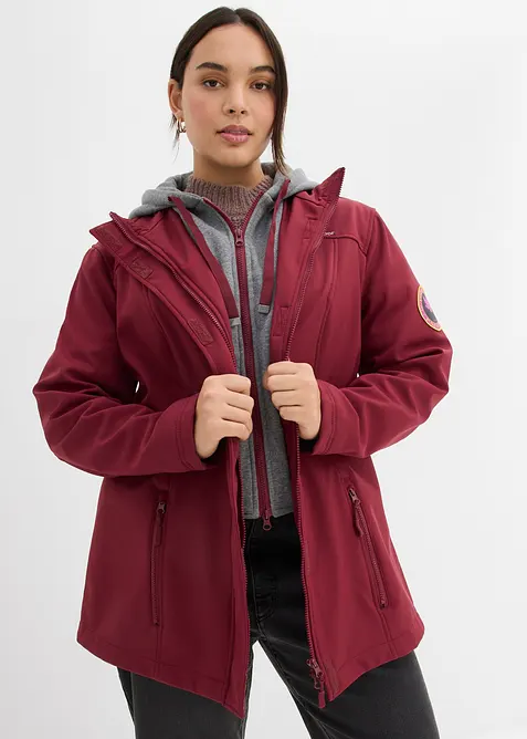 Lange softshell jas in layerlook, waterafstotend, bonprix