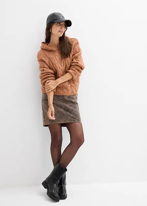 Gebreide hoodie van een zachte wolmix, bonprix