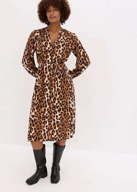 Midi jurk van soepelvallend satijn, bonprix