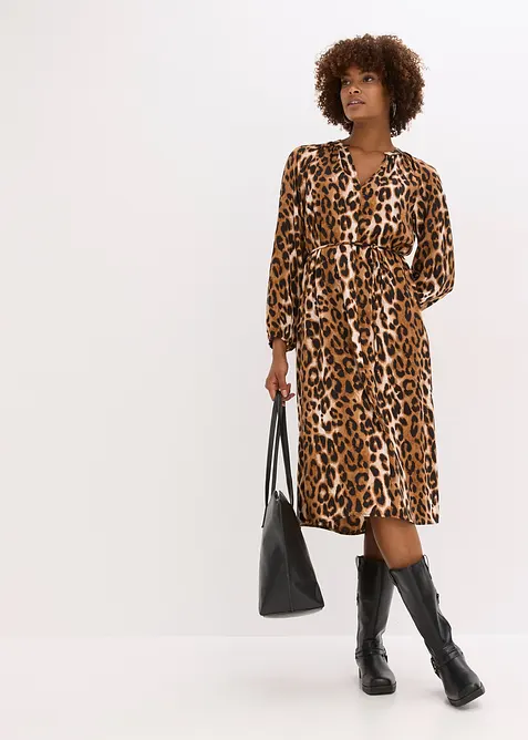 Midi jurk van soepelvallend satijn, bonprix