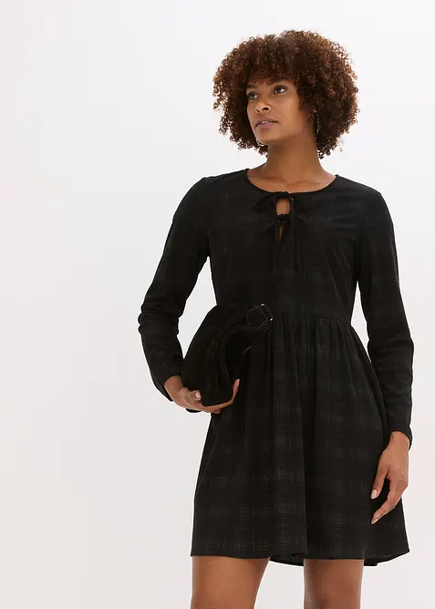 Korte corduroy jurk met ruitjespatroon, bonprix