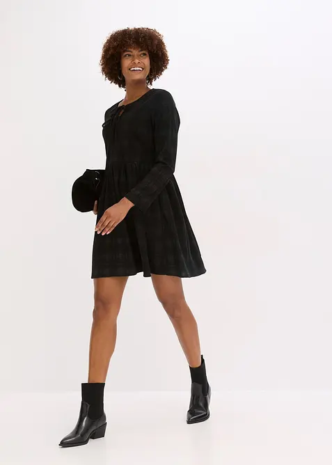 Korte corduroy jurk met ruitjespatroon, bonprix