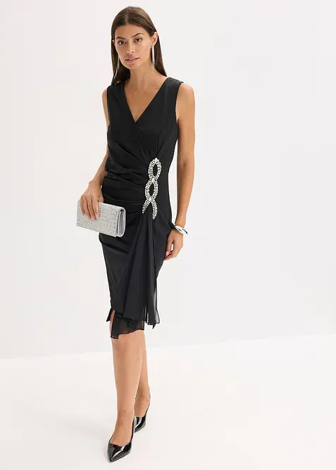 Jersey jurk met strassapplicatie, bonprix